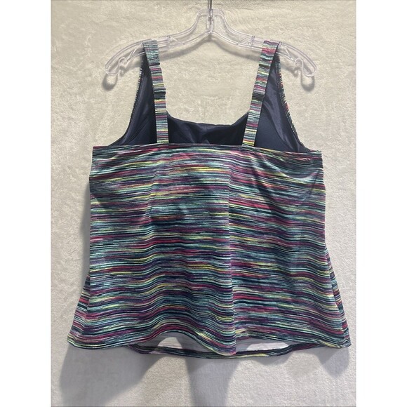 Lands End Tankini Swimsuit Top Women's Size 20W Square Neck Underwire Stripe NWT - Picture 6 of 16